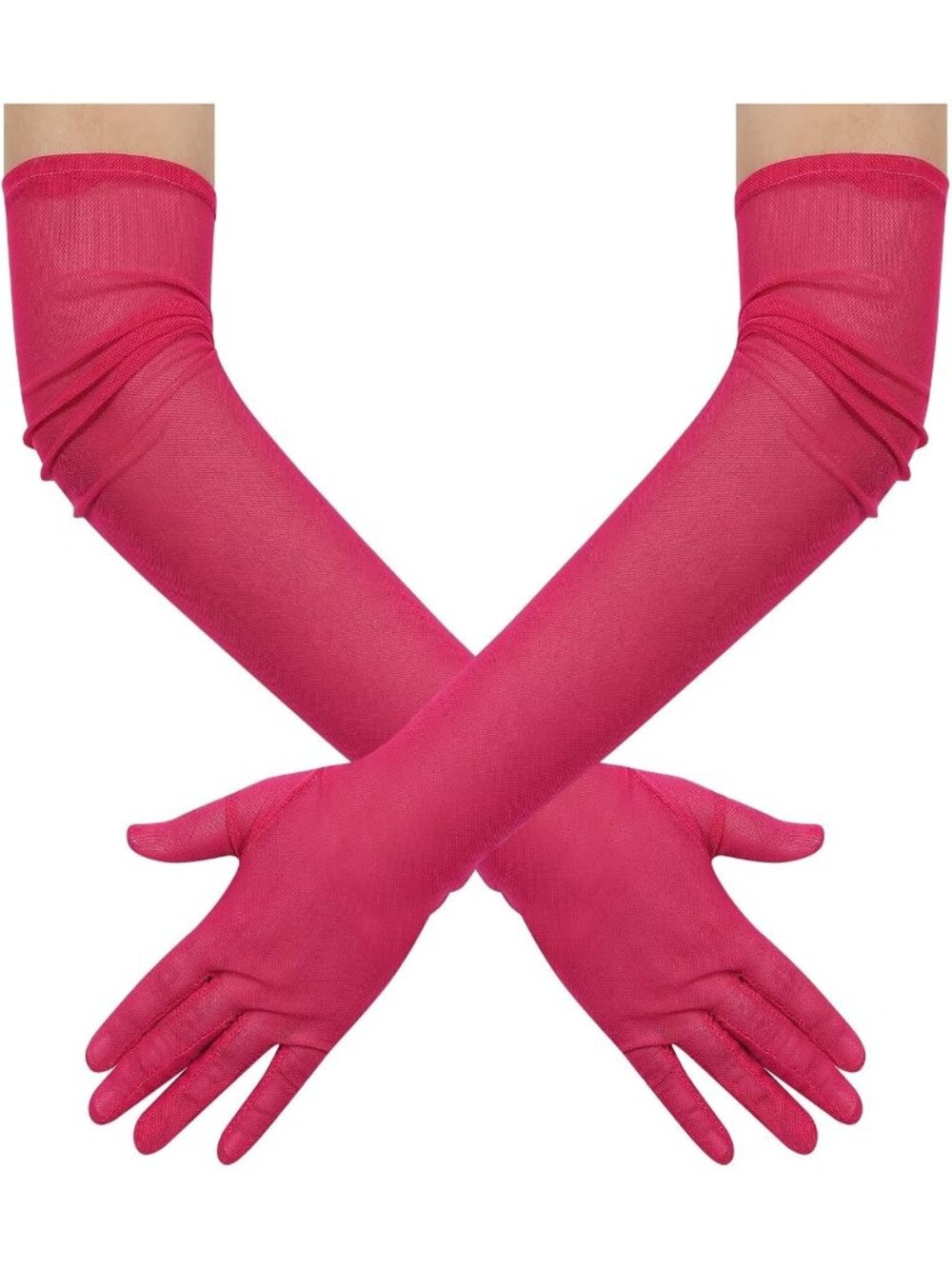 Women's Rose Long Mesh Tulle Sheer 1920's Halloween Costume Opera Party Gloves